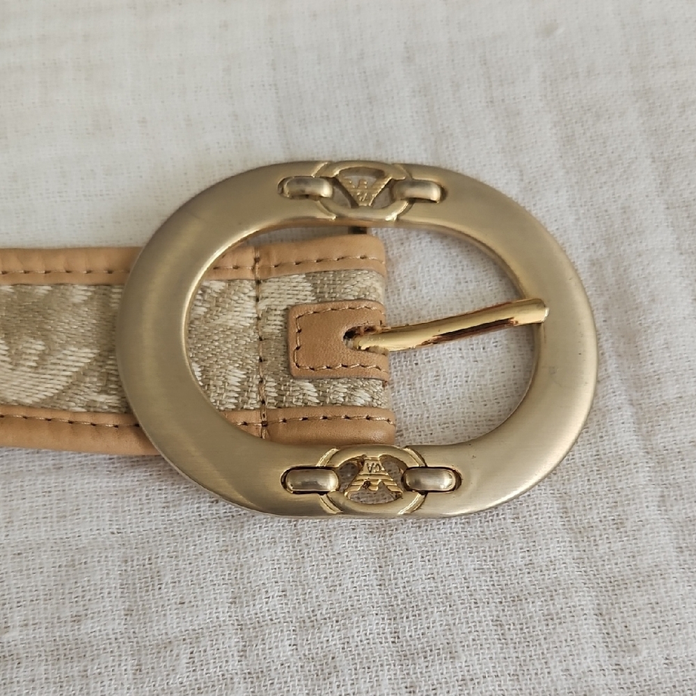Emporio Armani Gold and Tan Belt